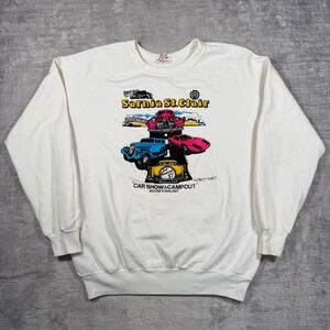 Vintage Car Show Sweatshirt Mens Large White Sarnia St Clair 80s Retro Crewneck